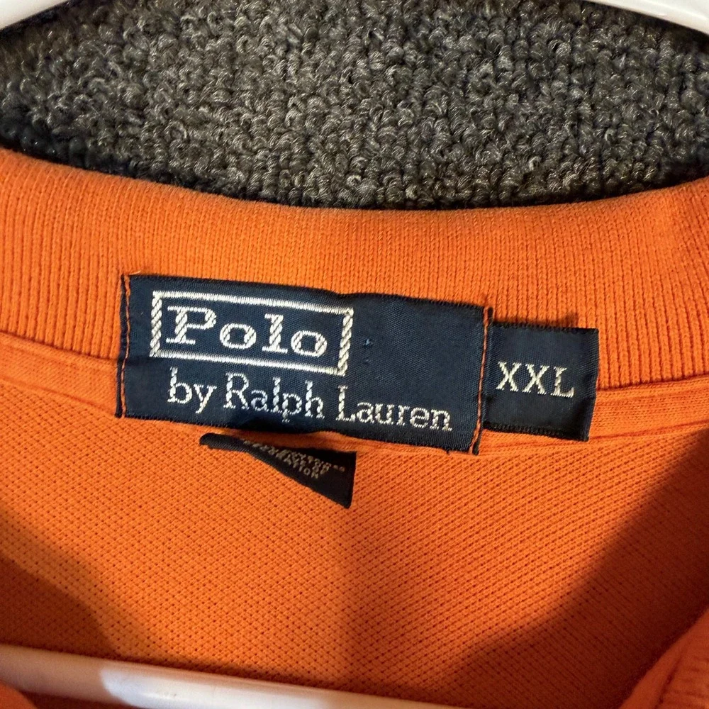 Polo Ralph Lauren Mens XXL Orange Short Sleeve Cotton Polo Shirt Green Pony